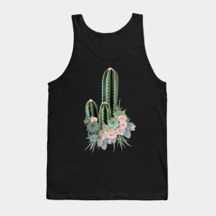 Succulents plants and pink roses Tank Top